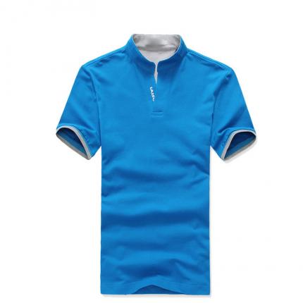 【定制】藍(lán)色立領(lǐng)T恤衫定制 保羅服裝提供免費設(shè)計