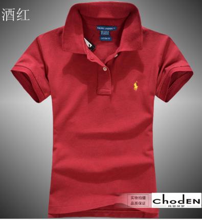 【定制】酒紅色女士純棉POLO衫制作，免費設(shè)計